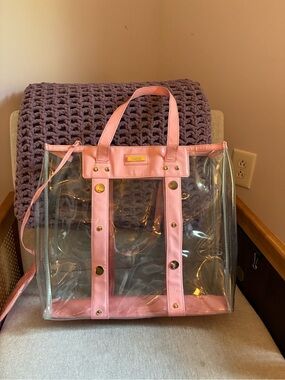 Versace Pink Clear Tote with Gold Hardware